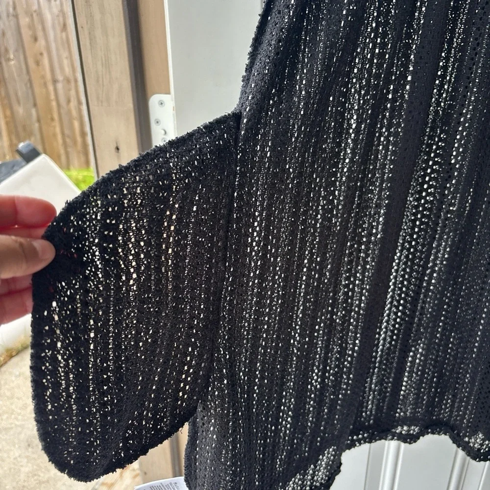 C&C California Black Crochet Swim Coverup